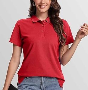 Nouveau T-shirt Polo Uni Rouge à Manches Courtes pour Femme – Style Décontracté, Respirant, Idéal pour l'Été et le Golf - Product Image 4