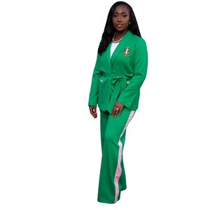 AKA Green Suit <b>Set</b> Women Tailored <b>Blazer</b> Pants Matching <b>Set</b> Elegant Formal Outfit Premium Sorority Style Wear - Product Image 3