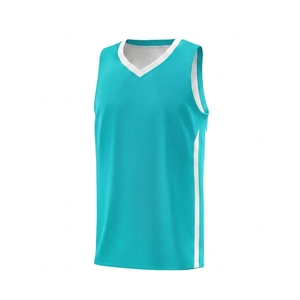 Camiseta de Baloncesto sin Mangas con Cuello en V Color Verde Azulado, Malla Transpirable, Unisex, para Adultos, Estampado Sublimado, Corte Regular - Product Image 2