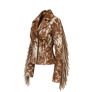 Chaqueta Acolchada de Cuero con Pelo de Vaca Genuino para Mujer, Ecológica, Estilo Vintage, para Invierno, Primavera y Otoño, Talla XL, Venta al Por Mayor - Product Image 1