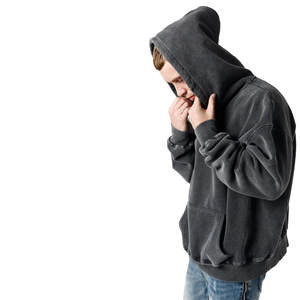 Sudadera con capucha de alta gama, estilo desgastado, lavado ácido, hombros caídos, bordado, estilo urbano, personalizada, con cremallera completa, para hombre. - Product Image 5