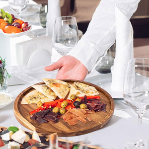 Plato giratorio de madera Lazy Susan moderno para organizador de cocina, bandeja de servicio redonda duradera, soporte de almacenamiento para encimera de exhibición de mesa - Product Image 6