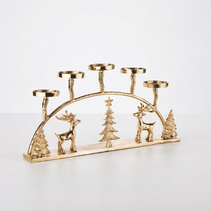 Christmas Gold Metal Eco-Friendly Durable <b>Tea</b> Light Candle Holder Modern Design Festive Table Centerpiece Arch <b>Stand</b> Factory - Product Image 1