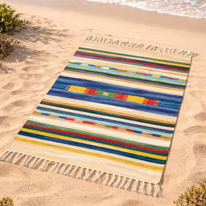 พรมปูพื้น/พรมเช็ดเท้า ผ้าฝ้ายทำมือ ลายดอกไม้ทันสมัย ซักเครื่องได้ กลับด้านได้ ปรับความหนาได้ เหมาะสำหรับการเดินทางและใช้ในบ้าน - Product Image 1