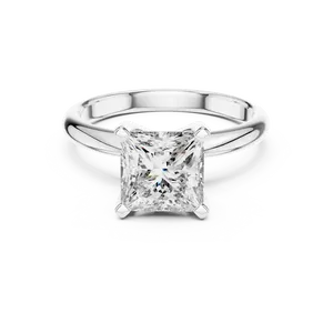 Bague Solitaire Carrée Moderne 2 carats Diamant de Laboratoire Taille Princesse Quatre Griffes en V Tige Fine Or Personnalisé Bijoux de Mariage - Product Image 1