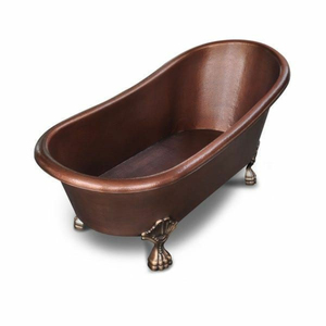 Bañera de cobre puro de lujo, martillada a mano, independiente, doble, estilo antiguo, para decoración de baño de villa. - Product Image 6