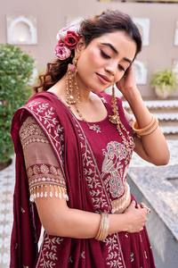 Embroidered <b>Lehenga</b> Choli <b>Women</b> Ethnic Dress Set Reversible Sequin Thread Wedding Party Festival Wear - Product Image 2