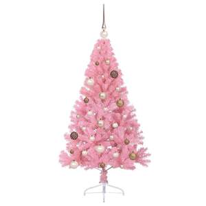 Árbol de Navidad Artificial Preiluminado de 59.1 Pulgadas, PVC Rosa con 150 LED - Product Image 4