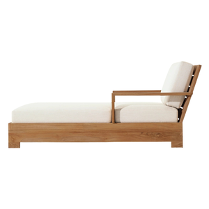 Chaise longue en teck moderne et durable, lit de repos extérieur, style minimaliste, avec coussin, pour piscine, villa, resort, jardin - Product Image 2