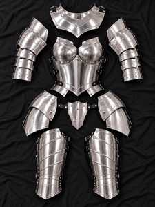 Armadura Moderna Antigua de Aluminio Plateado Hecha a Mano, Armadura Metálica Pulida de Moda para Mujer - Product Image 2