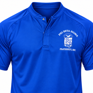 เสื้อโปโล Phi Beta Sigma สีน้ำเงินรอยัล แขนสั้น คอปก ติดกระดุม ลายตัวอักษรกรีก สไตล์ลำลอง - Product Image 6