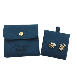 Sac d'emballage de bijoux en velours de luxe personnalisé avec logo, bouton pression, réutilisable, avec coussin pour colliers, boucles d'oreilles, montres - Product Image 2