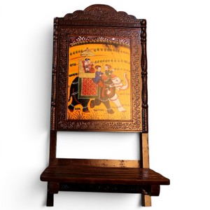 Handcrafted Wooden Painted Mehrap Chair | Traditional Decorative Folding Accent Chair for Home Decor - Product Image 3
