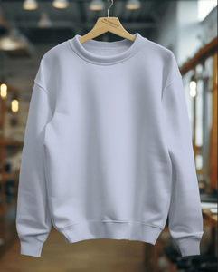 Sweat-shirt blanc surdimensionné pour homme, col rond, pull à manches longues, sweat-shirt en tricot pour l'automne et l'hiver - Product Image 2