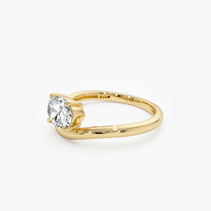 Anillo de Compromiso de Diamantes de Corte Brillante Redondo en Oro Amarillo para Mujer, Estilo Clásico, Joyería de Diamantes Naturales - Product Image 2