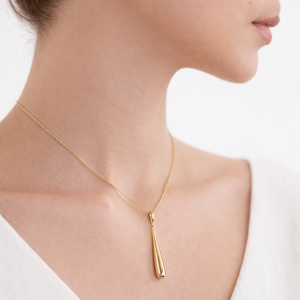 สร้อยคอจี้รูปหยดน้ำมินิมอล ดีไซน์ยาวประดับจี้รูปไม้เบสบอลทองคำแท้ 14K 18K หรูหรา เหมาะสำหรับเป็นของขวัญในโอกาสหมั้นและงานแต่งงาน - Product Image 5