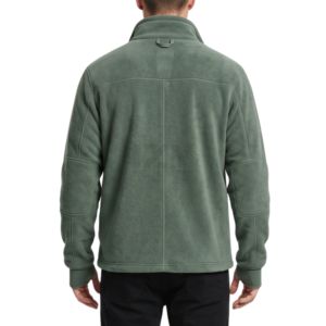 Sage Green Full Zip Winter Polar <b>Fleece</b> <b>Jacket</b> Contrasting White Interior <b>Lining</b> Stand Collar Warm Outerwear Polar <b>Jackets</b> - Product Image 2
