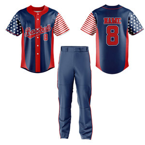 Uniforme de baseball en polyester, différentes couleurs, pour vêtements de sport, sur mesure, sublimation, boutons, uniformes de baseball personnalisés - Product Image 1