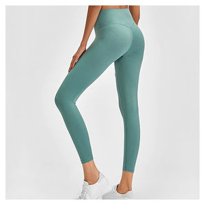 Polyester/Cotton Solid Eco-Friendly Seamless Casual Yoga <b>Leggings</b> Side Pocket Breathable Anti-Bacterial Mid Waist High Stretch - Product Image 4