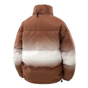 Men's Gradient Color Stand Collar Puffer Jacket Windproof <b>Thick</b> Polyester Wadding Zipper Closure Casual <b>Winter</b> <b>Coat</b> - Product Image 1
