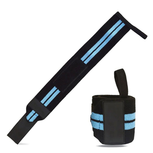 Attelles de poignet réglables en néoprène avec fermeture auto-agrippante pour la musculation et l'entraînement de force, unisexe, motif rayé bleu et noir - Product Image 4