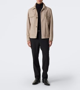 <b>Men's</b> Beige <b>Suede</b> Shirt <b>Jacket</b> Workwear Style Turndown Collar Single Breasted Regular Fit Autumn Premium Quality Wholesaler - Product Image 2