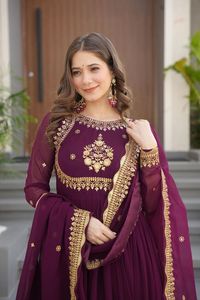 Bridal Wedding Plus Size Ball Gown in Chiffon with Embroidery and <b>Sequin</b> Work for Women Ready to Ship 76804 - Product Image 2