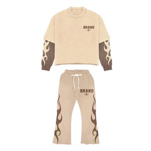 Nouveauté, ensemble de jogging sur mesure en 2 pièces, survêtement pour homme, sweat-shirts de haute qualité avec pantalon de survêtement évasé, ensemble pour homme - Product Image 1