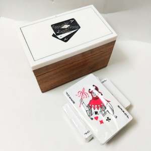 Handcrafted Wooden Storage Case for Two Decks of Playing Cards Double-Deck Engraved <b>Gift</b> <b>Box</b> for Poker Bridge Night Games - Product Image 6
