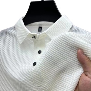 High Quality Men's Short Sleeve Cotton for Polo Shirts Custom Logo Designed Breathable T-Shirts with Solid Pattern Knitted - Product Image 3