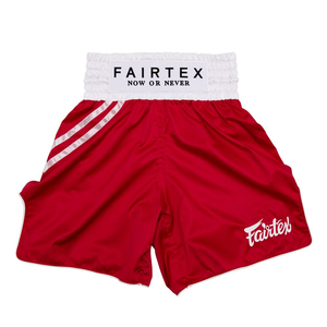 Pantalones Cortos de Boxeo Fairtex Personalizados Más Vendidos, Rojos Satinados con Cintura Elástica Blanca, Etiqueta Fairtex, Pantalones Cortos de Combate, Sublimación OEM - Product Image 1
