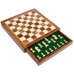 Jeu d'échecs en bois artisanal de qualité supérieure avec tiroir intégré, coffret en bois avec intérieur feutré, jeu d'échecs de tournoi Staunton - Product Image 1
