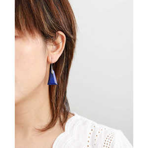 Boucles d'oreilles pendantes en forme de pyramide avec serti clos en lapis-lazuli, style mode européenne et américaine, pour occasions festives - Product Image 6