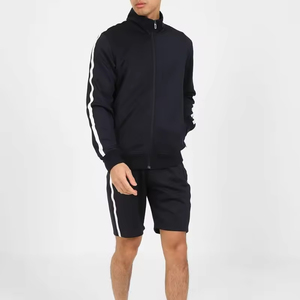 Conjunto de Chaqueta Cortavientos y Pantalones Cortos Personalizables de Talla Grande, Casuales, Sólidos, hasta la Rodilla, para Hombre, Verano, Dos Piezas, 100% Algodón - Product Image 3