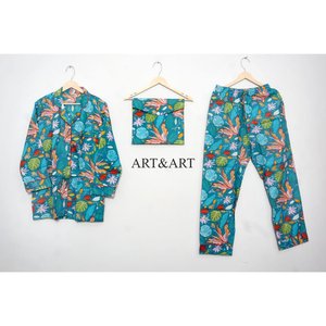 ชุดนอนผ้าฝ้ายออร์แกนิคคุณภาพสูงสำหรับผู้หญิง ลายดอกไม้ พิมพ์ลาย พร้อมโลโก้ด้านหน้า เหมาะเป็นของขวัญ - Product Image 6