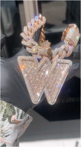 Colgante Personalizado con Letra de Nombre en Moissanita VVS, Estilo Hip Hop, Chapado en Plata 925, con Diamantes Baguette 3D, Cadena con Colgante para Hombre, Joyería Fina - Product Image 4