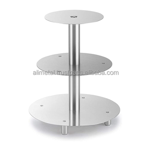 Support à gâteau en métal à 3 niveaux, en acier inoxydable, design moderne personnalisé, pour Noël, mariages, fêtes d'anniversaire - Product Image 1
