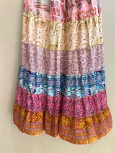 Falda Maxi Bohemia de Mujer con Parches, Cintura Elástica, Volantes, Línea A, Larga hasta el Suelo, de Gasa para Verano - Product Image 6