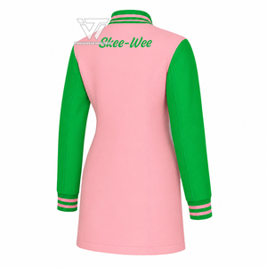 Alpha grec |   Kapa |   Vêtements Alpha Sorority prêts à être expédiés, veste longue de style Letterman, robe de style universitaire avec manches en simili cuir - Product Image 2