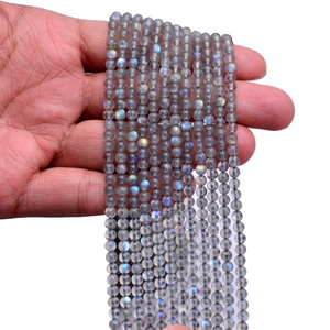 Cuentas Redondas Lisas de Labradorita AAA+ de 4mm-5mm, Labradorita Natural con Fuego Azul, Piedras Preciosas Semipreciosas Sueltas para la Fabricación de Joyas - Product Image 4