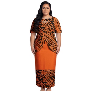 Ensemble 2 pièces pour femmes, style plage Hawaïenne, grande taille, robe samoane, vêtements polynésiens tribaux à manches courtes Puletasi, nouvelles arrivées - Product Image 3