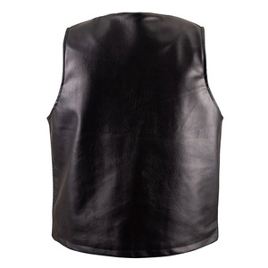 Premium Men's Black Leather <b>Vest</b> With Zippered Pockets Front Zip Closure Multi-Pocket Design Regular Fit Outerwear - Product Image 4