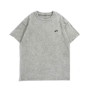 Vintage Washed Grey Oversized T Shirt Minimal Logo Streetwear Soft Cotton Casual Loose Fit Summer Tee Men's shirts - Product Image 1