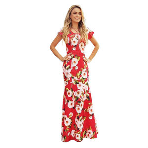 ชุดเดรสลายดอกไม้สไตล์เม็กซิกันสำหรับผู้หญิง ชุดลำลองทรงหลวม แขนสั้น ชุดเดรสสไตล์เม็กซิกัน - Product Image 4