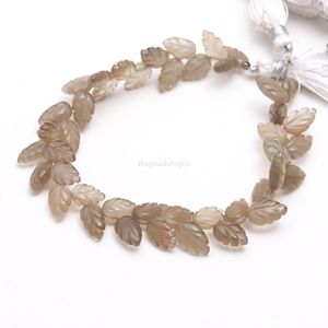 Cuentas de piedra lunar gris talladas a mano con forma de hoja, de 10 mm a 11 mm, hebra de cuentas de piedra lunar gris natural, cuentas sueltas para fabricación. - Product Image 6