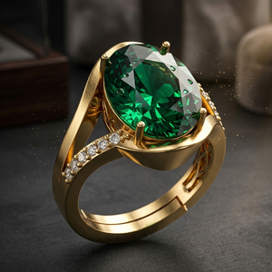 Anillo de Piedra Hidroeloxada Verde a Precio de Fábrica, Plata de Ley 925, Chapado en Oro de 18K, Talla US 6, 8g, Corte Ovalado, Joyería al por Mayor - Product Image 4