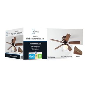 Ventilateur de plafond Hugger à profil bas de 44 pouces avec lumière LED à intensité variable, télécommande, 5 pales, bronze - Product Image 2