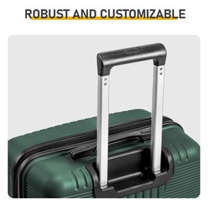 Set di Valigie da 20 Pollici alla Moda in PP Verde Scuro 2-in-1 con Cerniera Senza TSA per Viaggiatori - Product Image 6