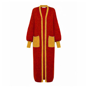 Cardigan long de haute qualité, style universitaire, en maille acrylique, ouvert sur le devant, coupe maxi, élégant et décontracté - Product Image 1