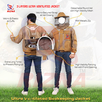 Jaket Peternak Lebah Ukuran Besar Anti Air, Anti Angin, Bernapas, 3 Lapis Jaring Berventilasi, Berkerudung, Cetak Depan, Unisex